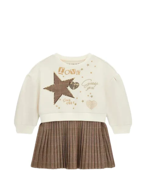 guess kids vestido plisado con cuadros estampados