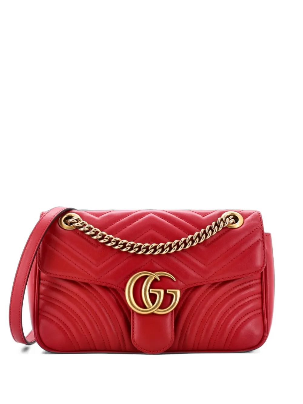 Gucci Pre-Owned GG Marmont Flap Bag Matelasse Leather Small crossbody bag - Red