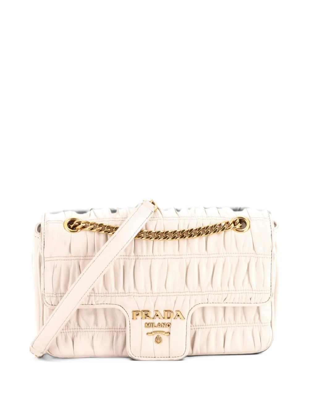 Prada Pre-Owned Chain Flap Nappa Gaufre Medium shoulder bag - Bianco
