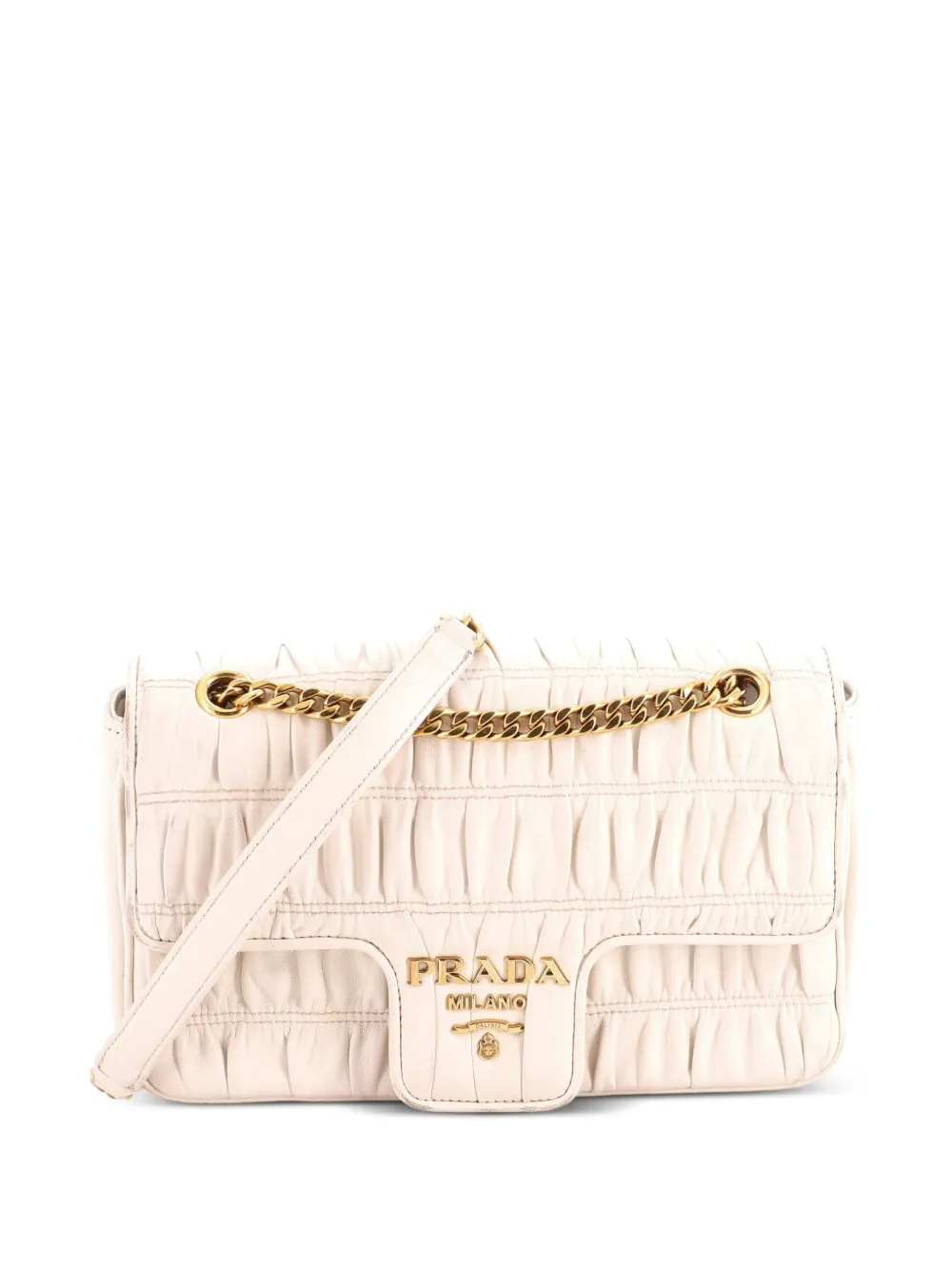 Prada Pre-Owned Chain Flap Nappa Gaufre Medium shoulder bag - White