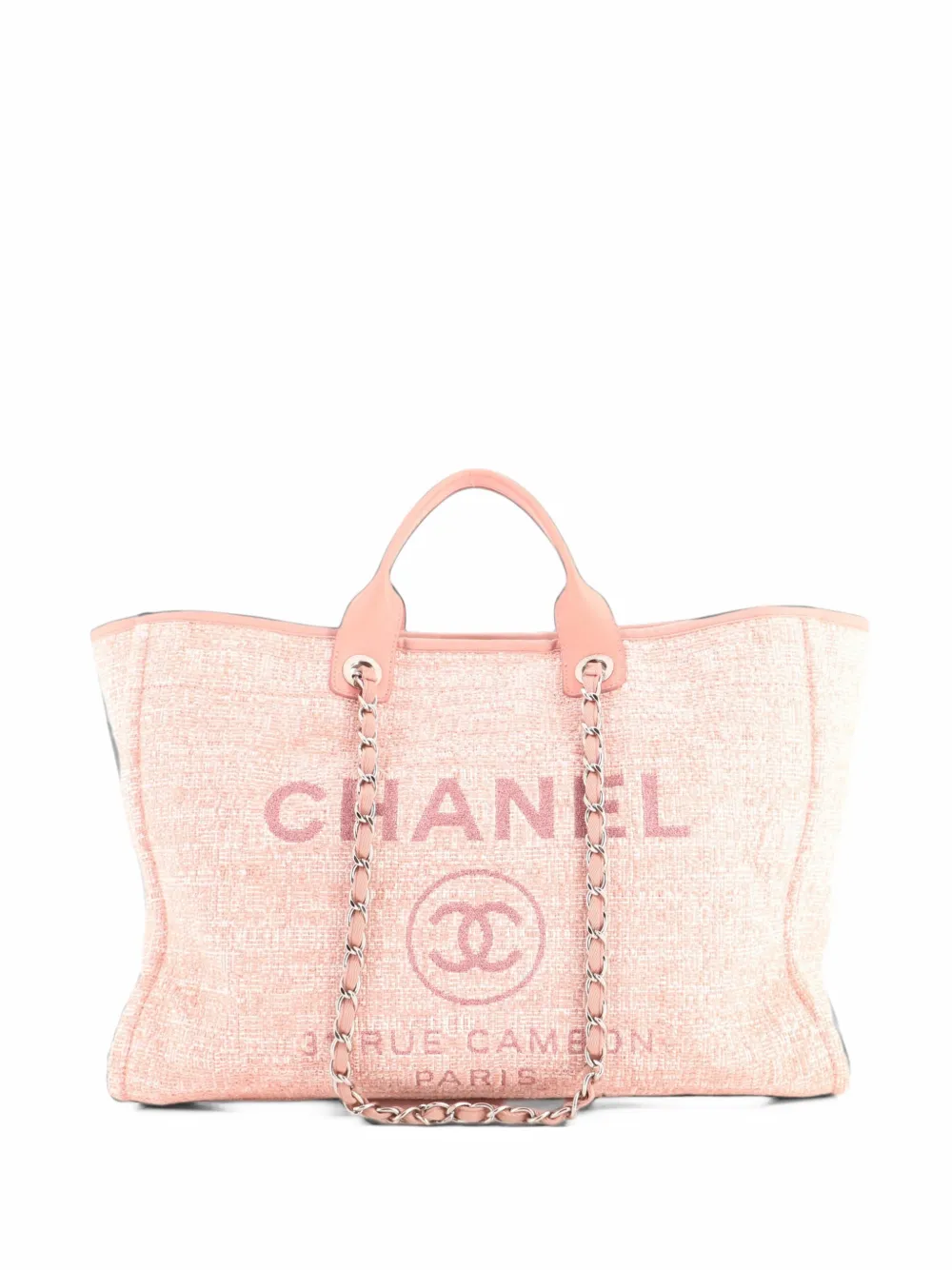 CHANEL Pre-Owned Deauville Raffia with Glitter Detail Large tote bag - Rose