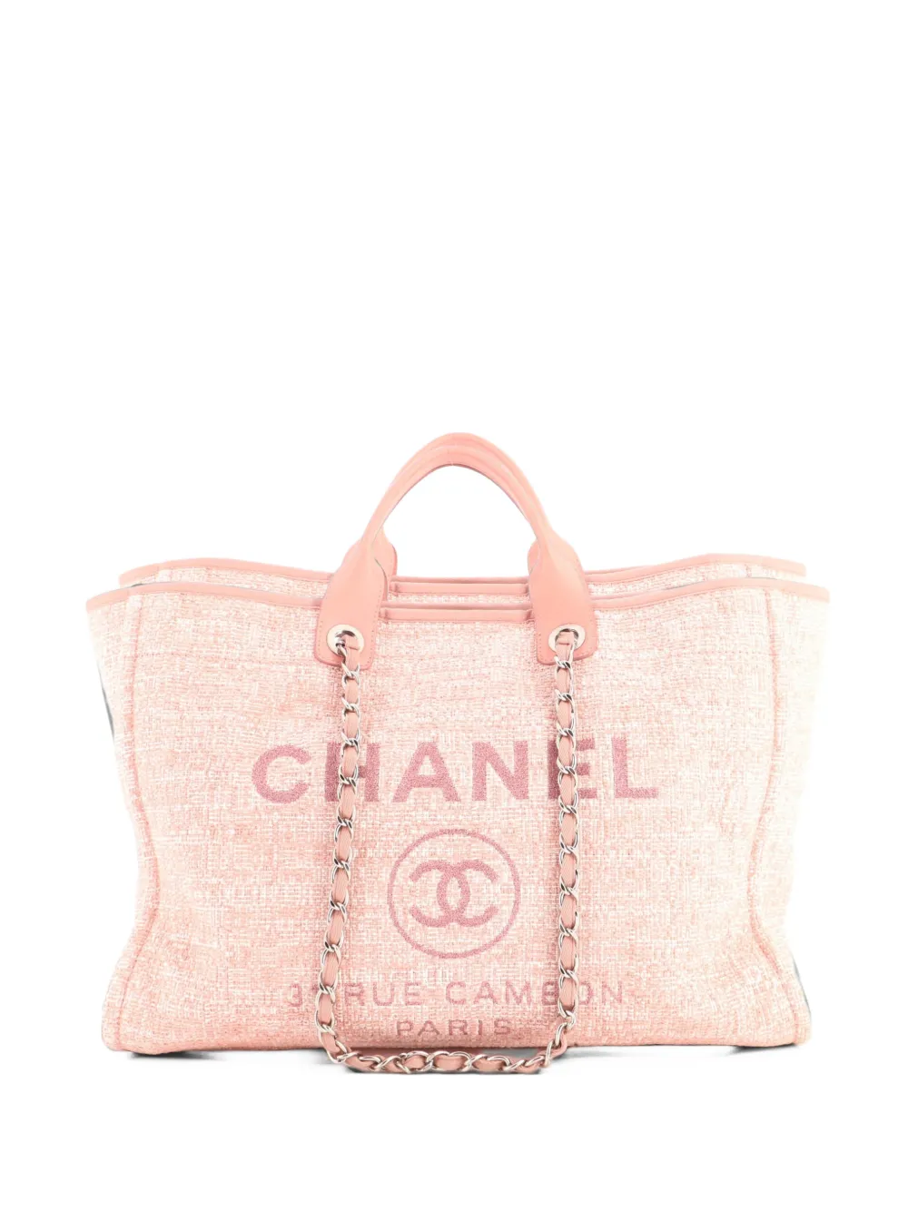 CHANEL Pre-Owned Deauville Raffia with Glitter Detail Large tote bag - Rosa