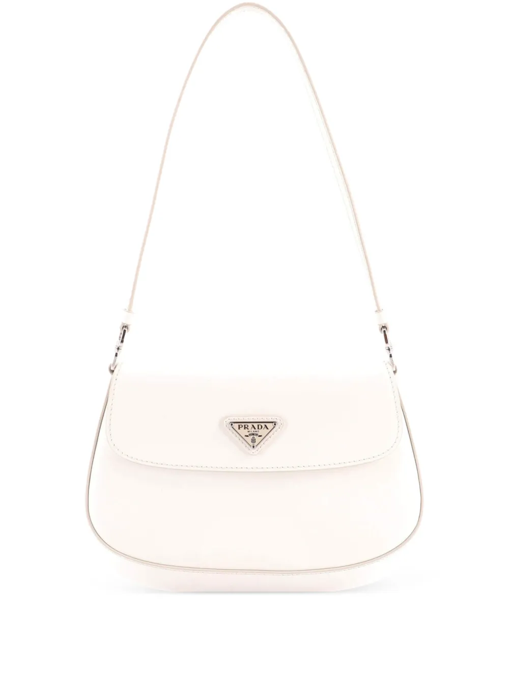 Prada Pre-Owned Cleo Flap Shoulder Bag Spazzolato Leather Small hobo bag - Bianco