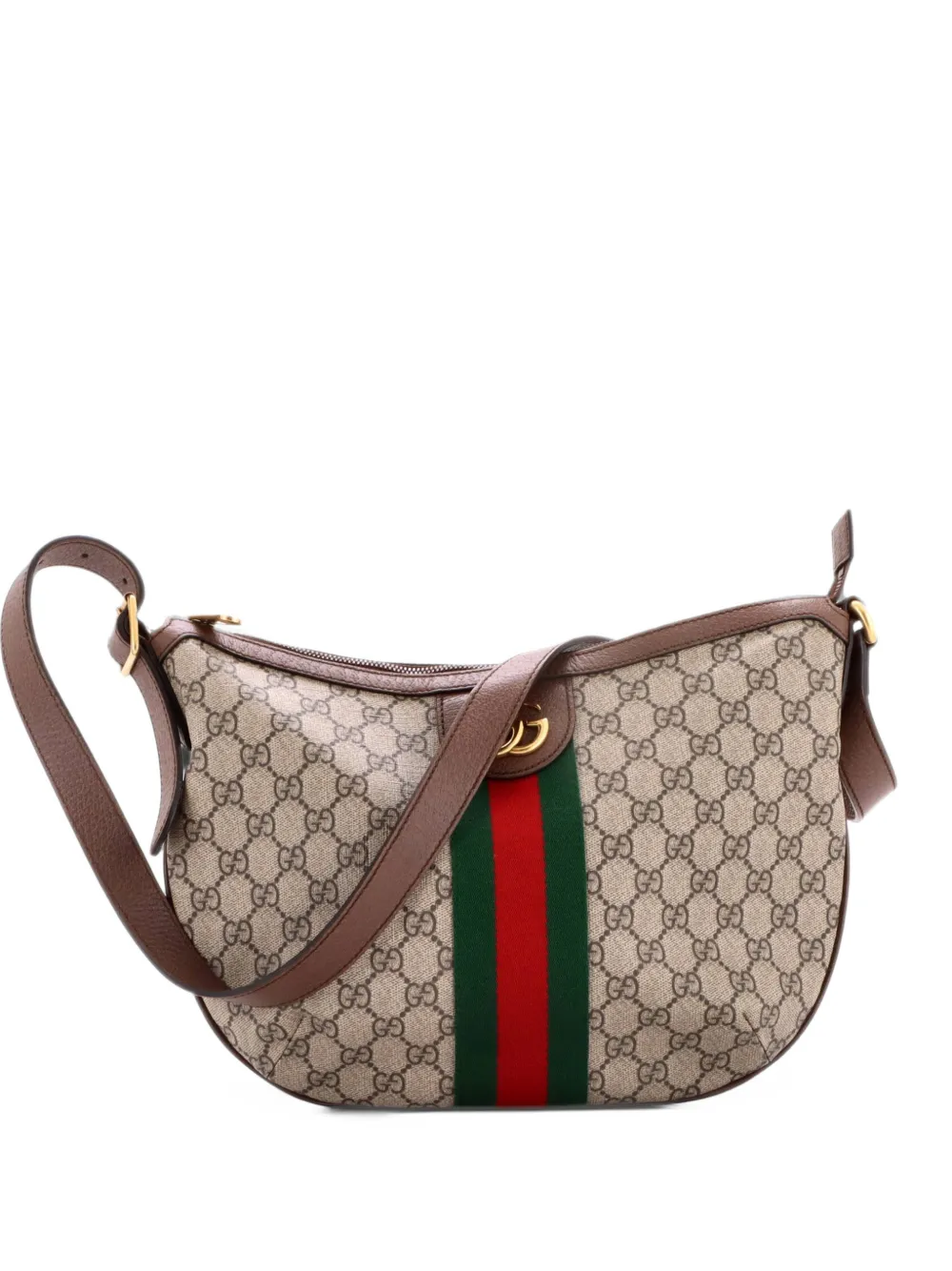 Gucci Pre-Owned Ophidia Half Moon Hobo GG Coated Canvas Small crossbody bag - Brown