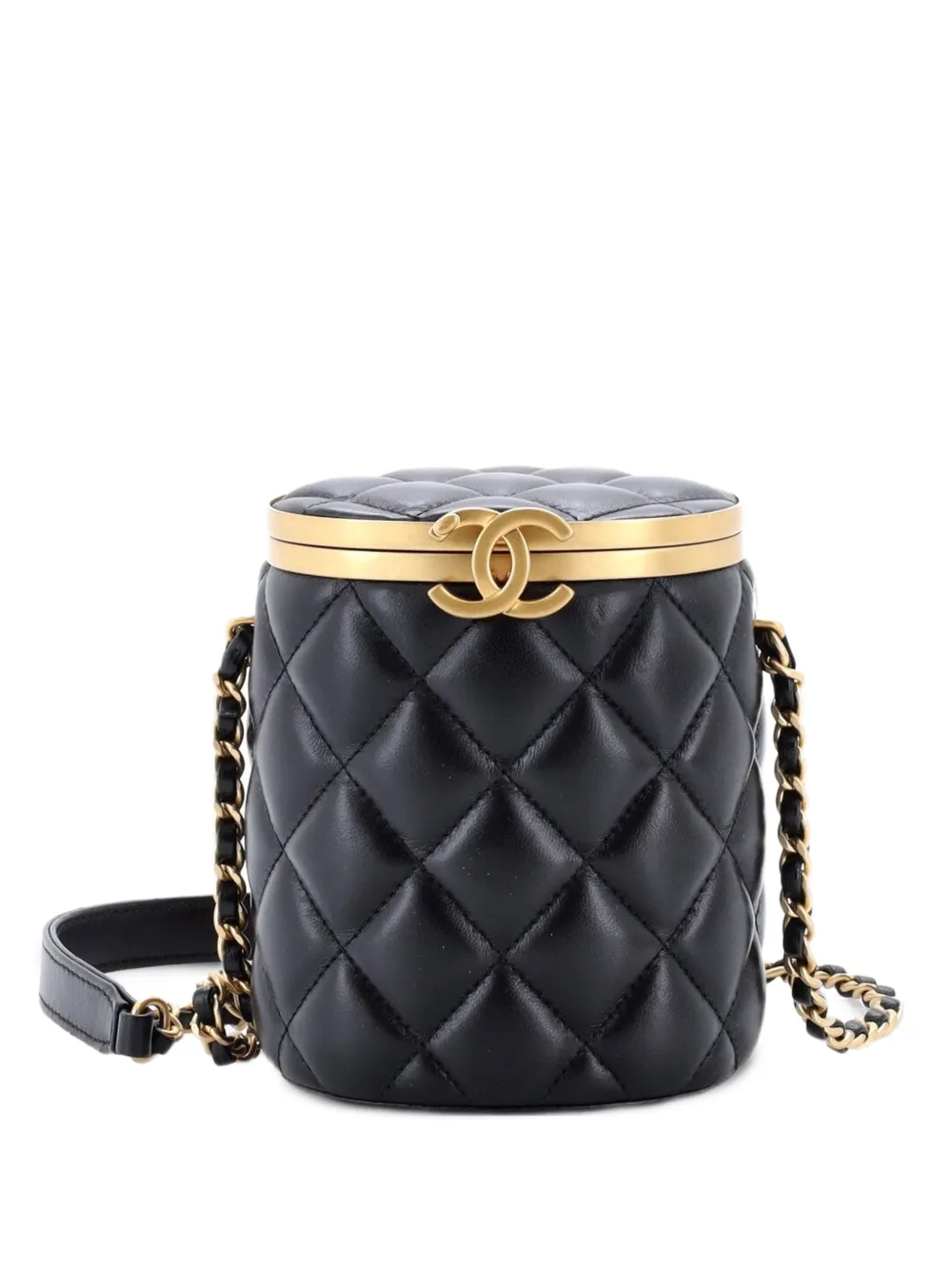 CHANEL Pre-Owned Crown Box Vanity Bag Quilted Lambskin Mini shoulder bag - Black