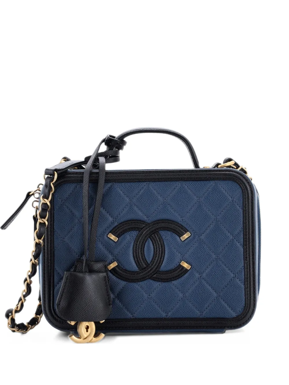 CHANEL Pre-Owned Filigree Vanity Case Quilted Caviar Medium satchel - Schwarz