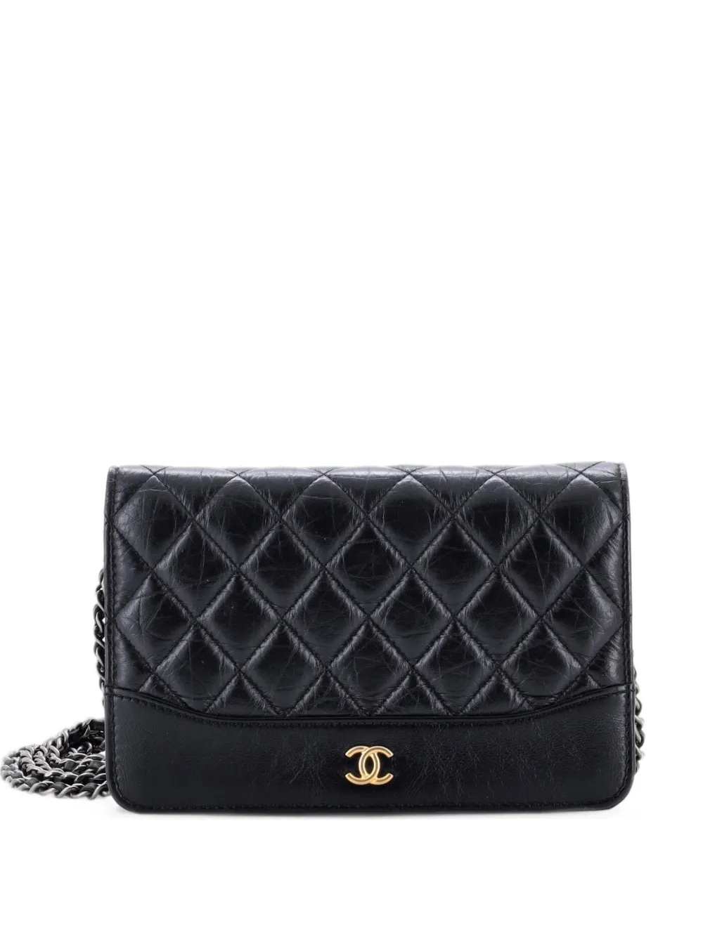 CHANEL Pre-Owned Gabrielle Wallet on Chain Quilted Aged Calfskin crossbody bag - Black