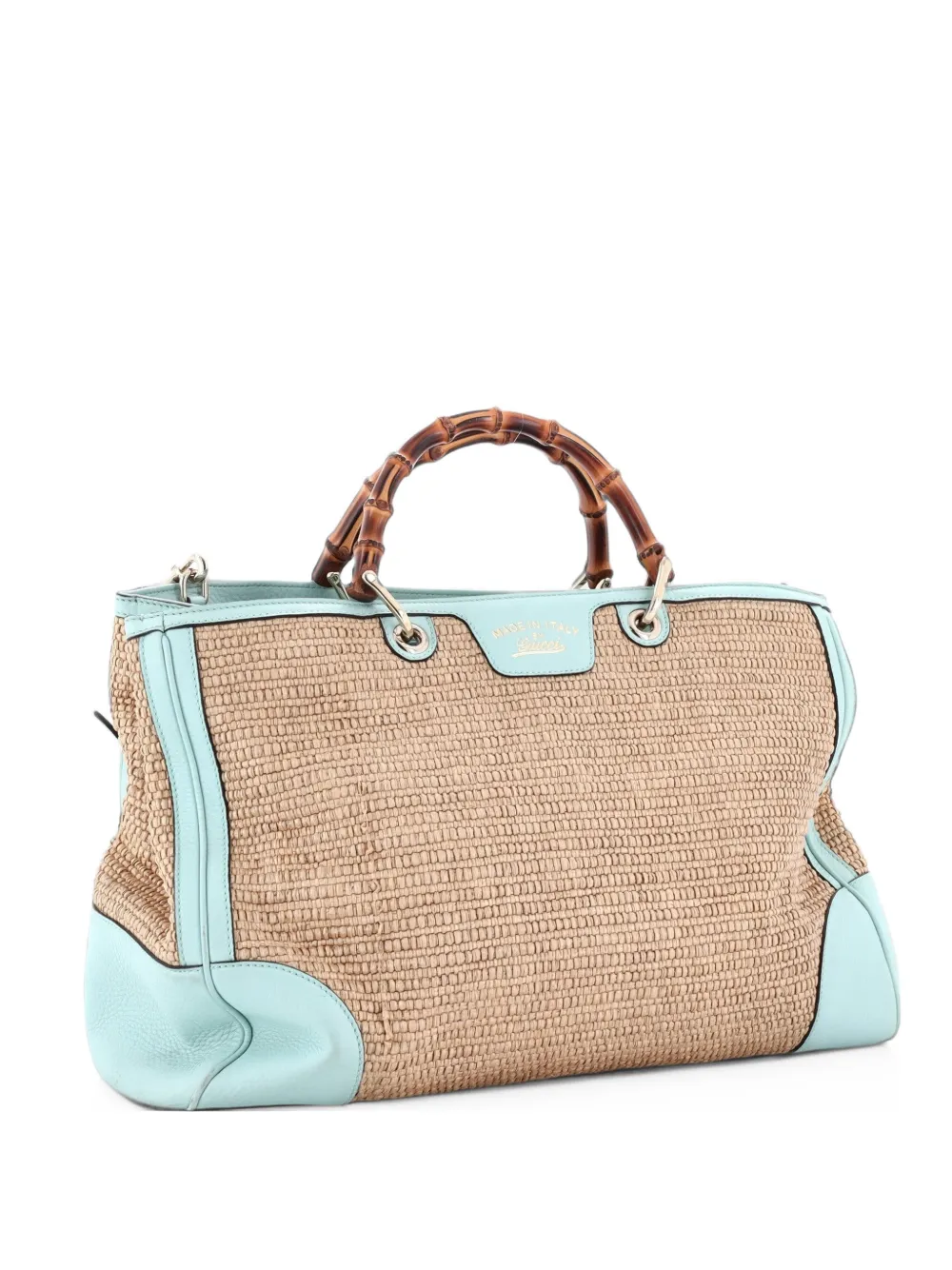 Gucci Pre-Owned Bamboo Shopper Straw Large tote bag - Bleu
