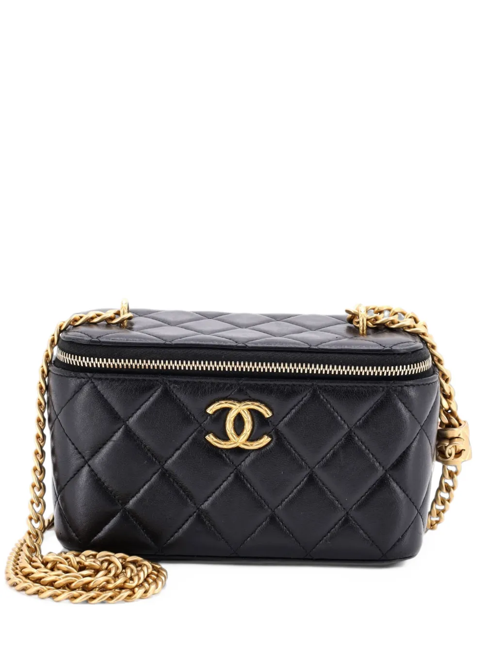 CHANEL Pre-Owned All Slide Long Vanity Case with Chain Quilted Lambskin Small crossbody bag - Black
