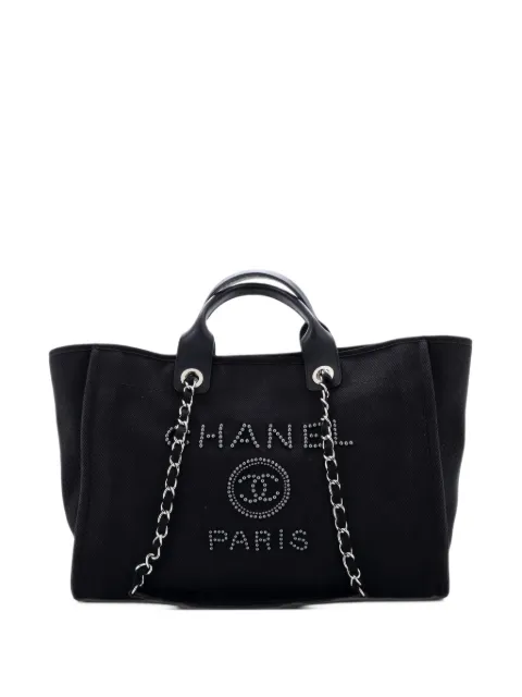 CHANEL Pre-Owned Borsa tote Deauville media in tela con decorazione