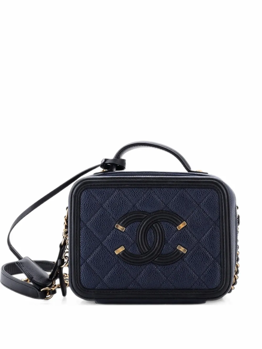 CHANEL Pre-Owned Filigree Vanity Case Quilted Caviar Small satchel - Schwarz