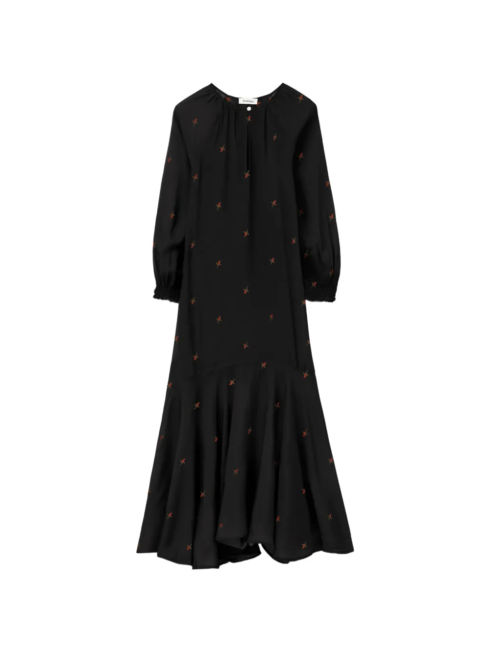 Rodebjer Wyn floral-print flounce-hem midi dress - Noir Rodebjer Wyn floral-print flounce-hem midi dress - Noir