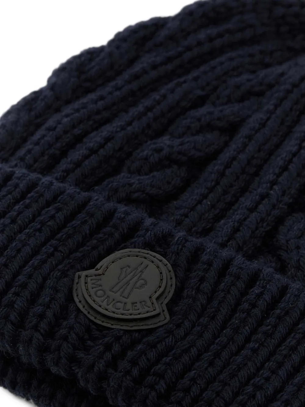 Moncler leather logo wool beanie Blauw