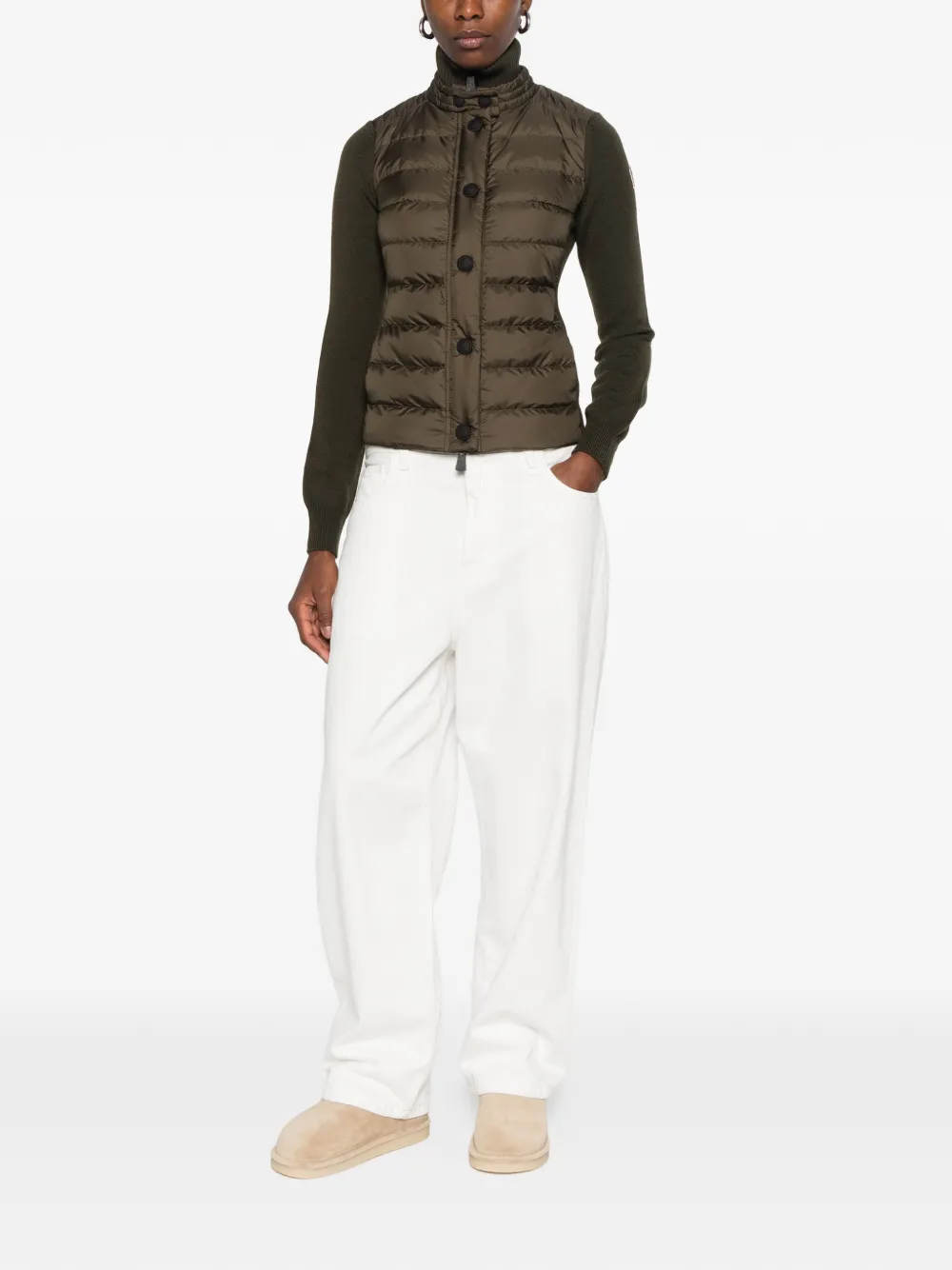 Moncler Grenoble quilted panelled jacket Groen