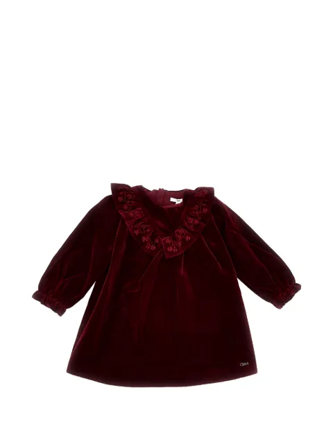 Chloé Kids embroidered ruffled dress
