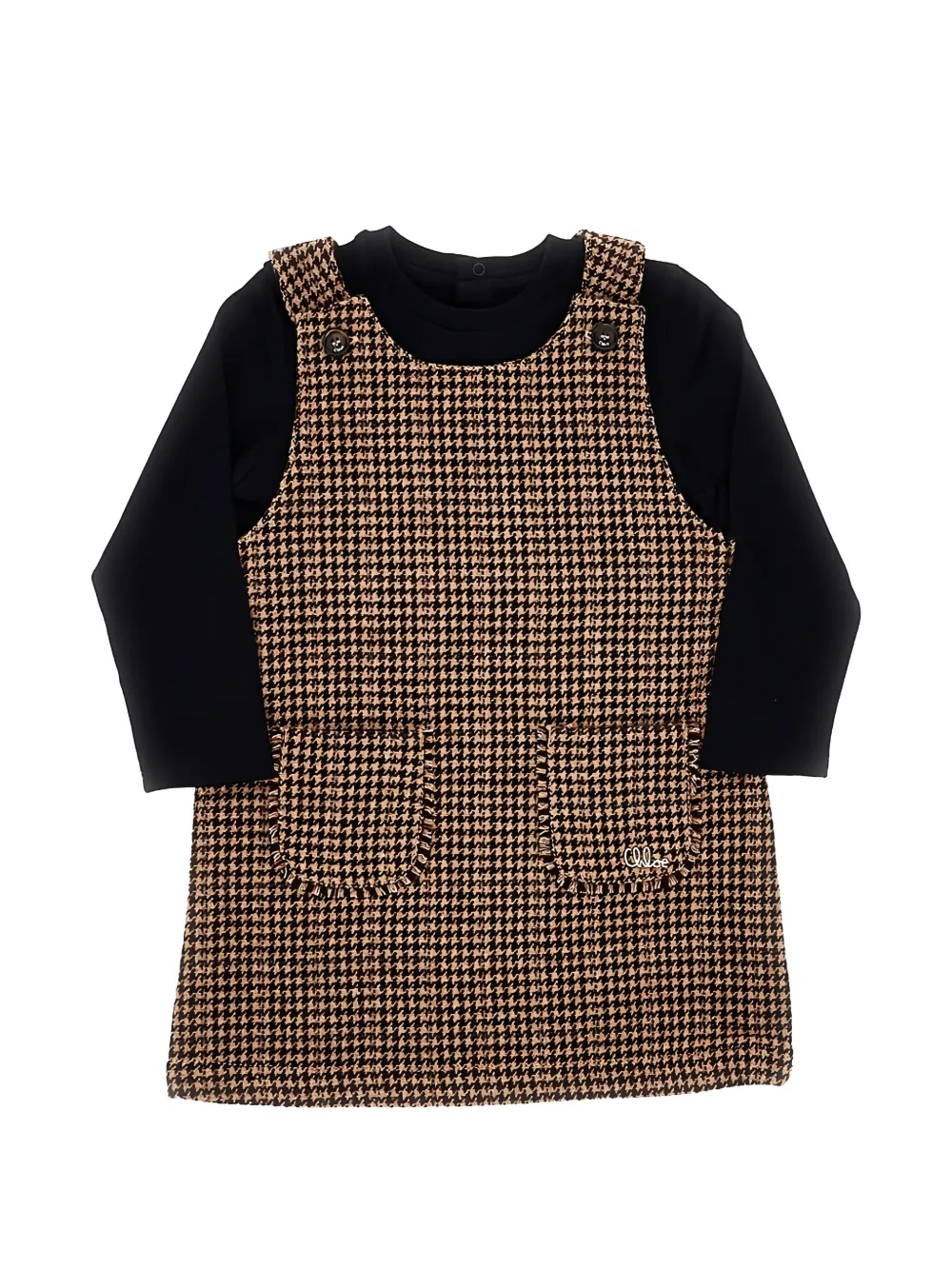 Chloé Kids houndstooth-pattern casual dress Beige