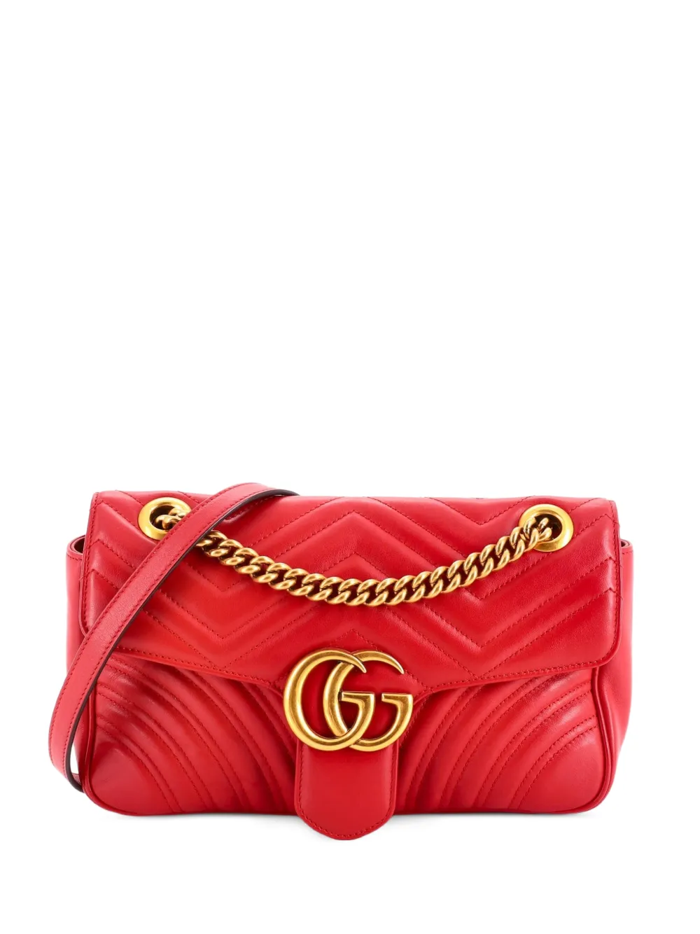 Gucci Pre-Owned GG Marmont Flap Bag Matelasse Leather Small crossbody bag - Red