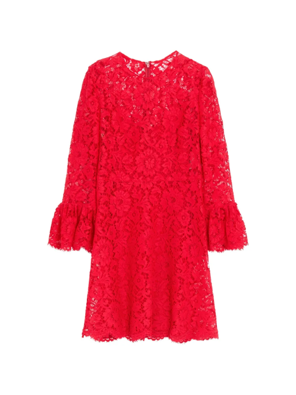 Valentino Garavani heavy-lace ruffled dress - Rosso