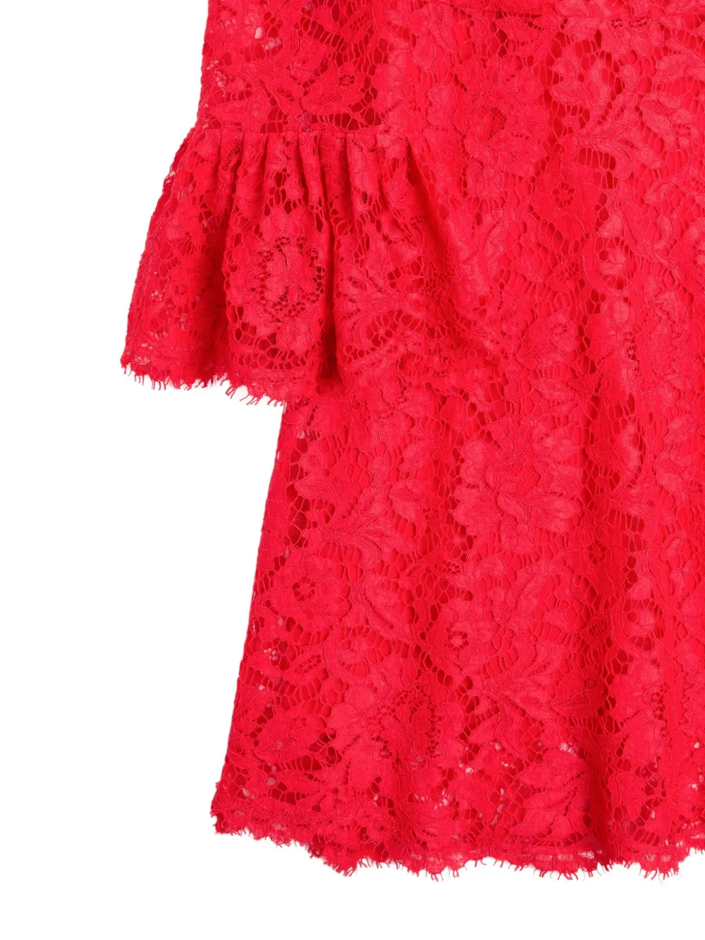 Valentino Garavani heavy-lace ruffled dress Rood