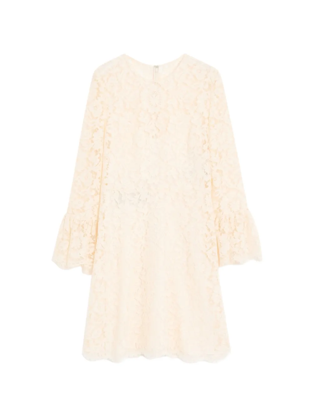 Valentino Garavani Heavy Lace jurk met ruches Wit