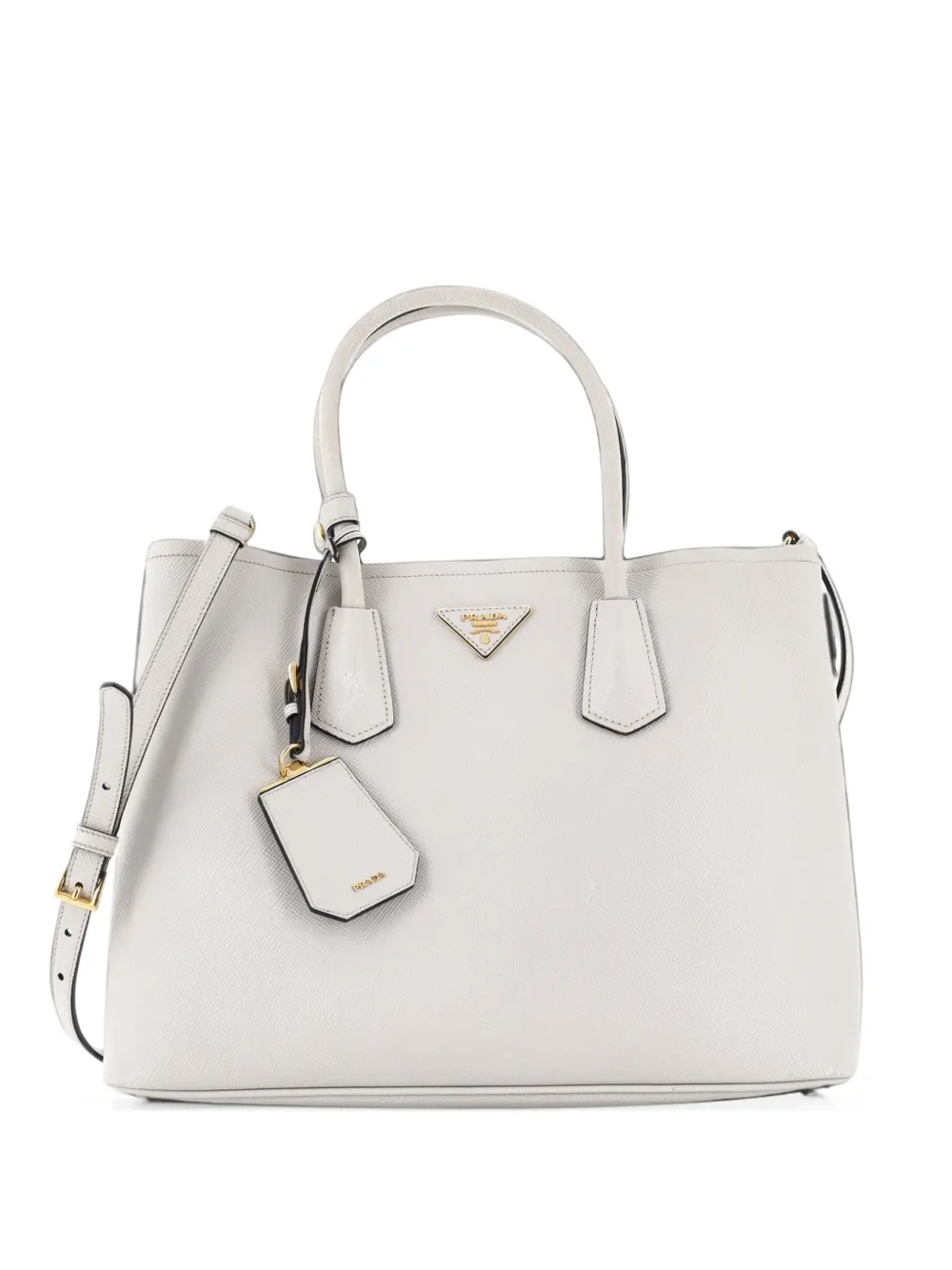 Prada Pre-Owned Cuir Double Saffiano Leather Large tote bag - Blanc