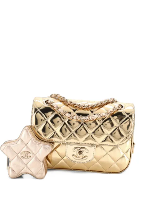 CHANEL Pre-Owned bolsa de hombro Hollywood Boulevard Flap mini de piel metalizada capitonada con monedero de estrella
