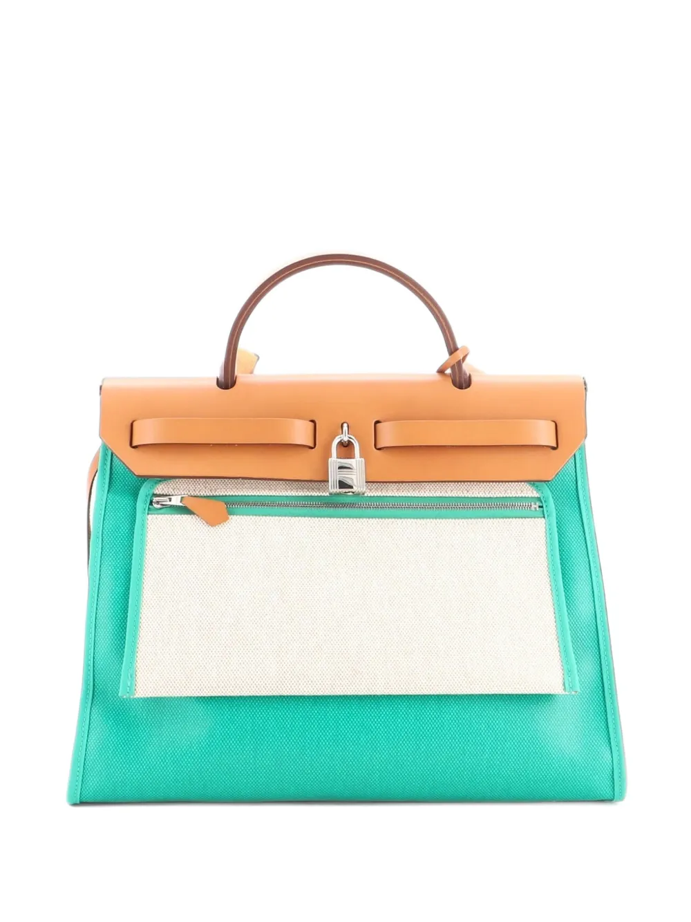 Hermès Pre-Owned Herbag Zip Berline Vache Canvas and Leather 31 shoulder bag - Grün