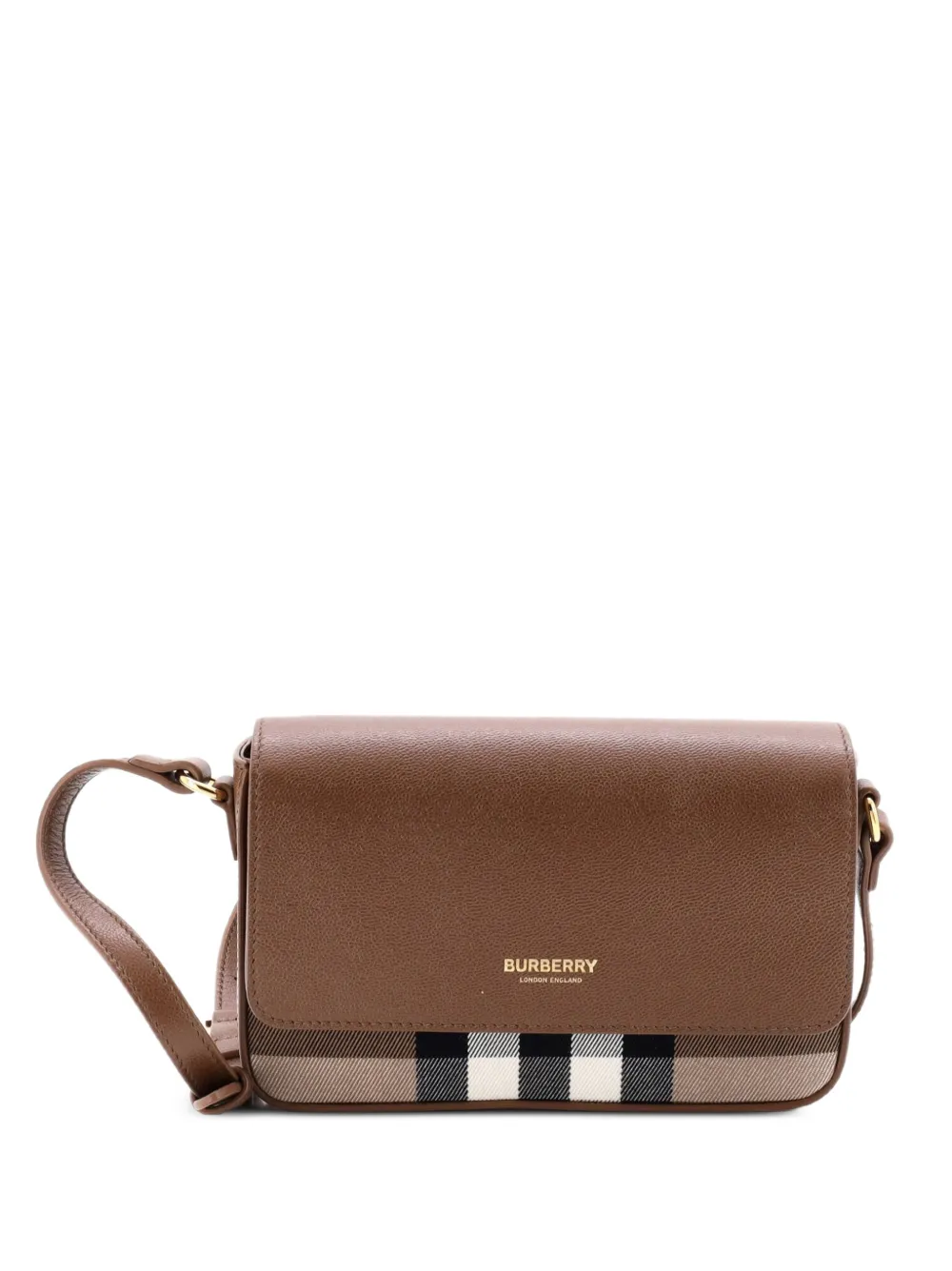 Burberry Pre-Owned New Hampshire House Check Canvas and Leather Small shoulder bag - Marrone