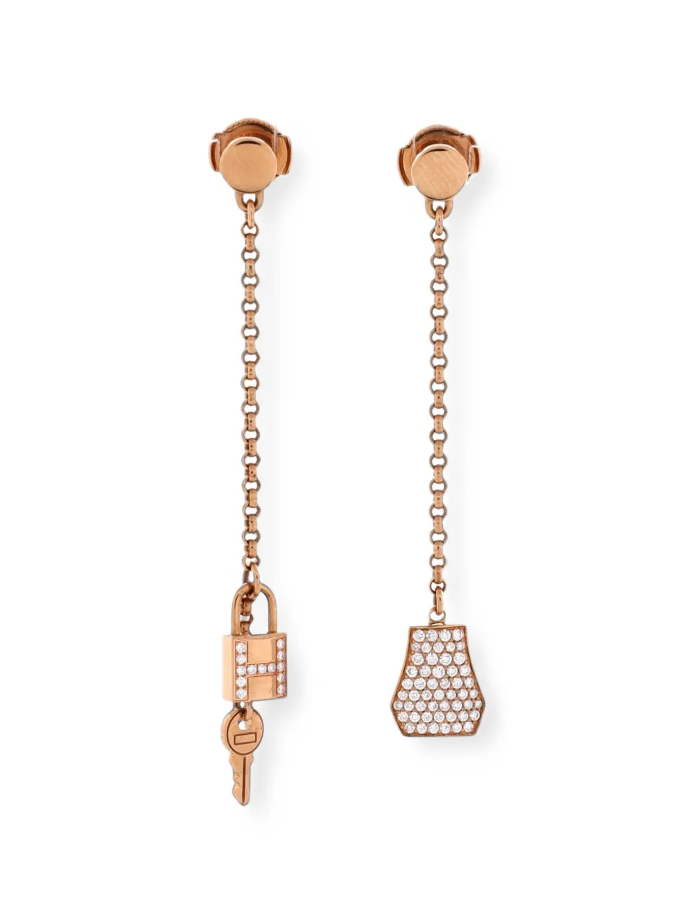 Hermès Pre-Owned Kelly Clochette Drop 18K Rose Gold and Diamonds earrings - Rosa