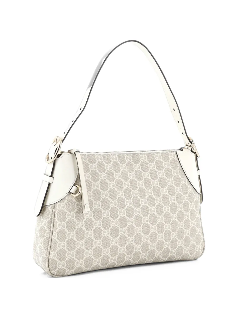 Gucci Pre-Owned Emblem GG Coated Canvas with Leather Medium shoulder bag - Neutrals