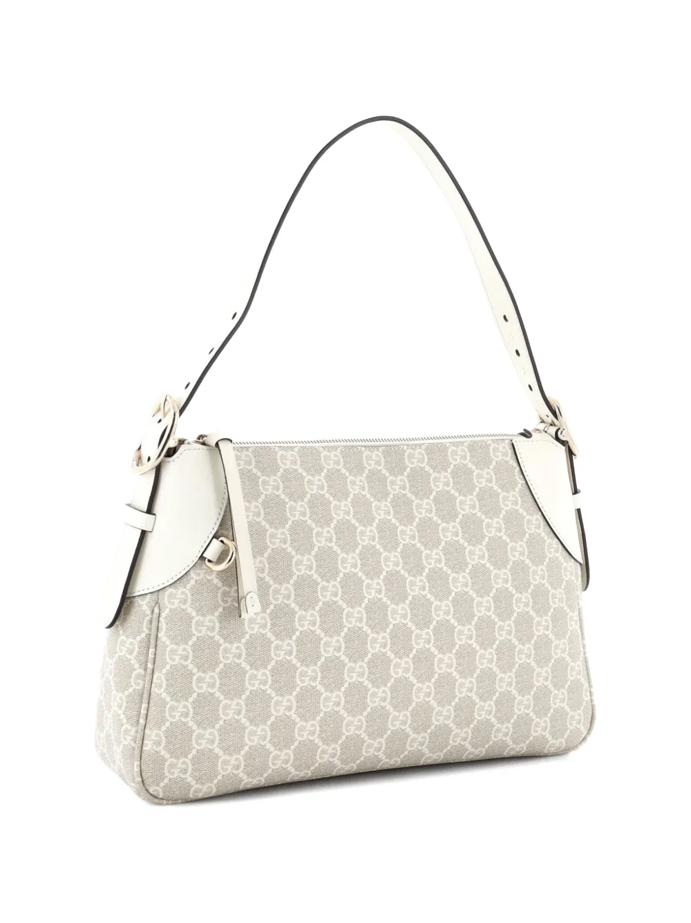Gucci Pre-Owned Emblem GG Coated Canvas with Leather Medium shoulder bag - Neutrals