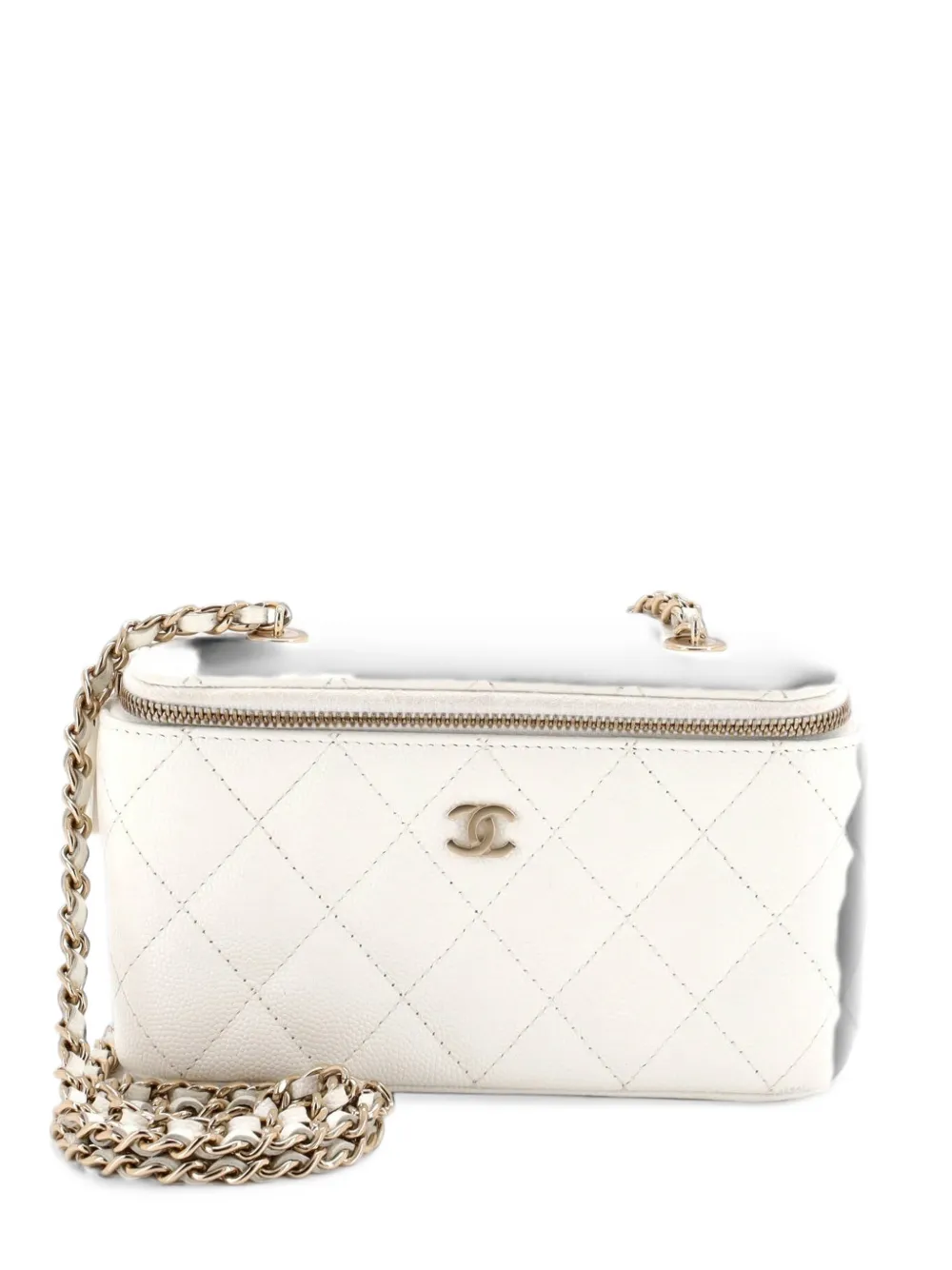 CHANEL Pre-Owned Classic Vanity Case with Chain Quilted Caviar Small crossbody bag - Weiß