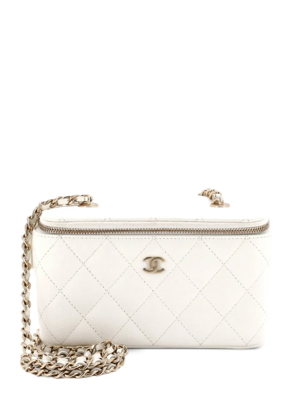 CHANEL Pre-Owned Classic Vanity Case with Chain Quilted Caviar Small crossbody bag - Weiß