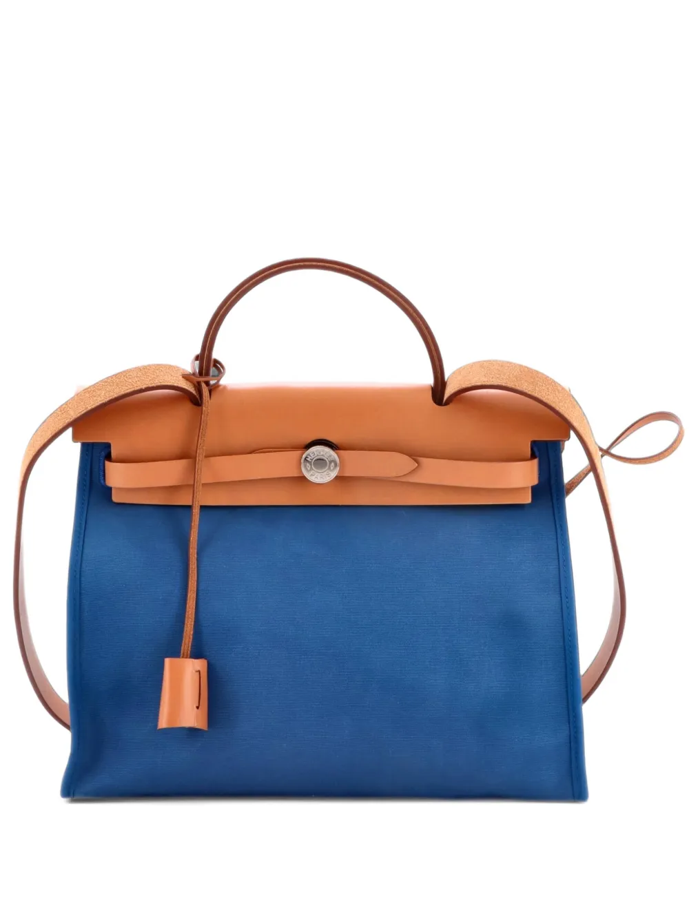 Hermès Pre-Owned Herbag Zip Leather and Toile Schultertasche 31cm - Blau