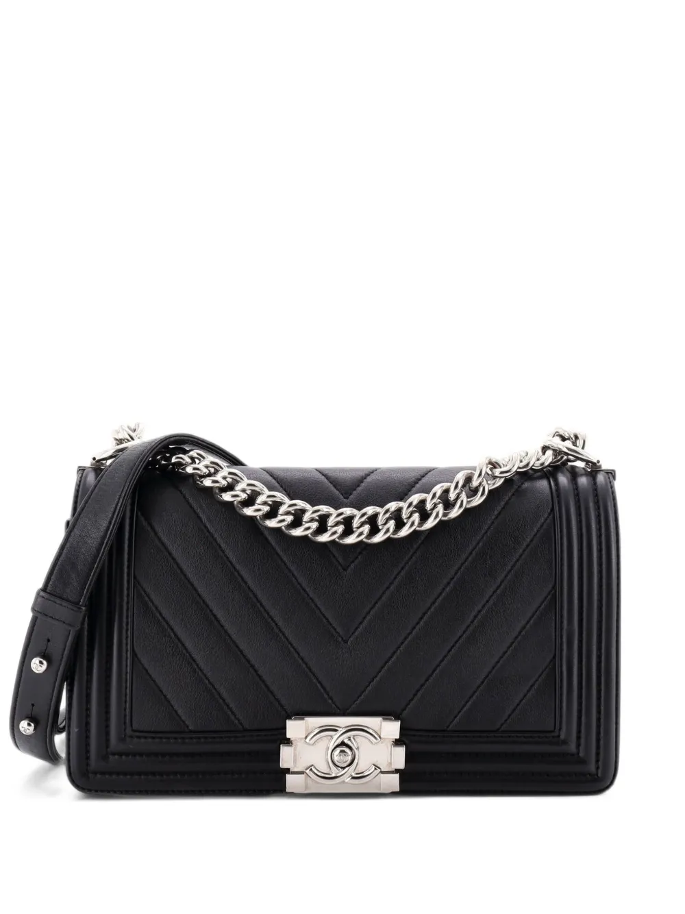 CHANEL Pre-Owned Boy Flap Bag Chevron Calfskin Old Medium shoulder bag - Schwarz