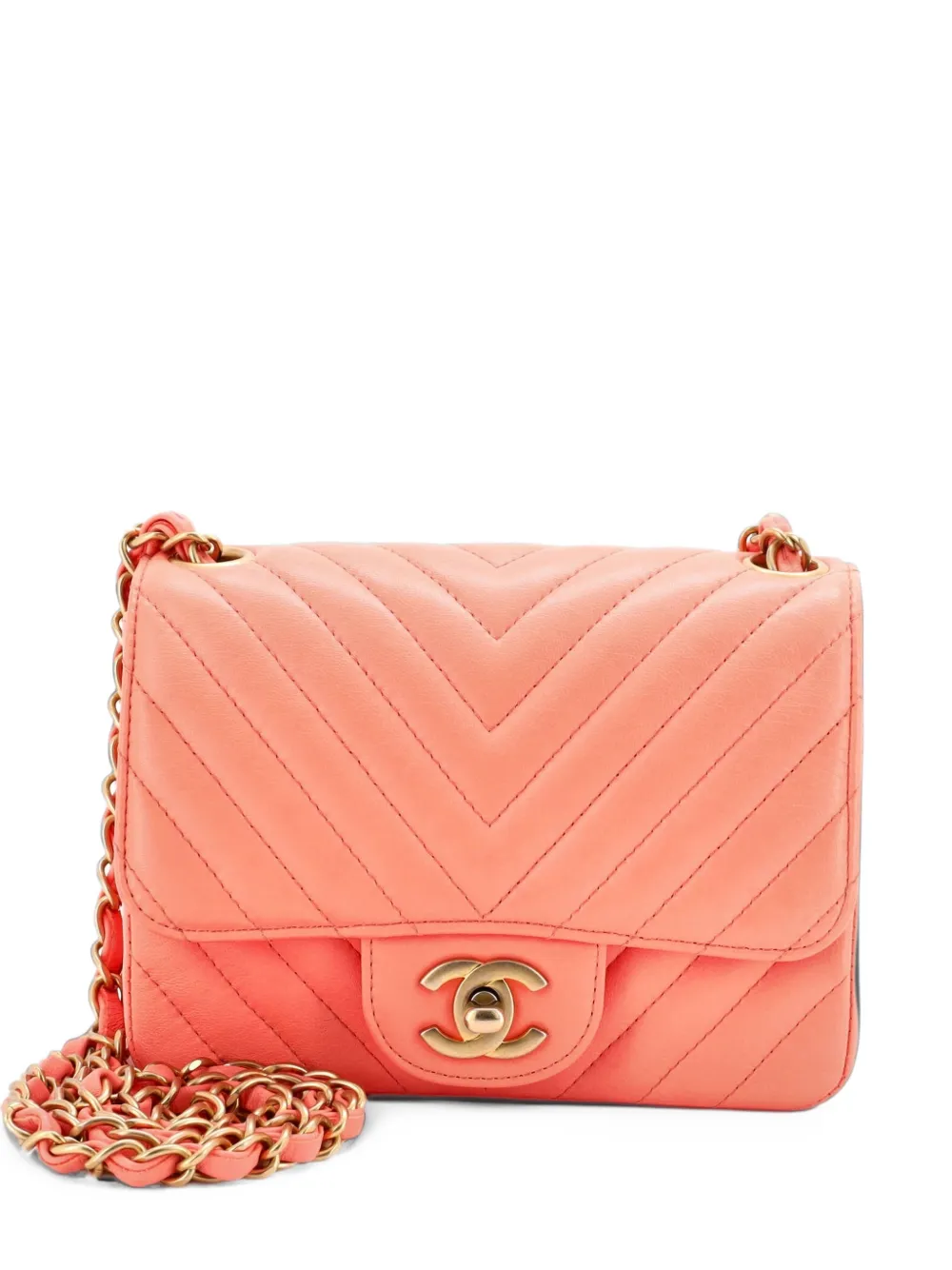 CHANEL Pre-Owned Square Classic Single Flap Bag Chevron Lambskin Mini crossbody bag - Rosa