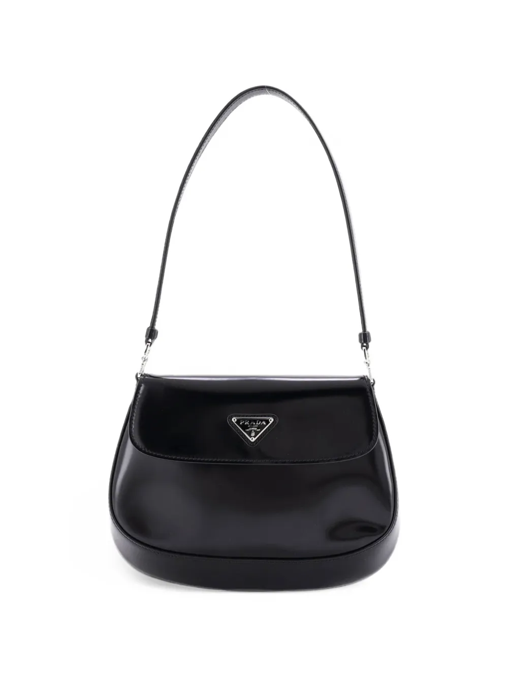 Prada Pre-Owned Cleo Flap Shoulder Bag Spazzolato Leather Small hobo bag - Nero