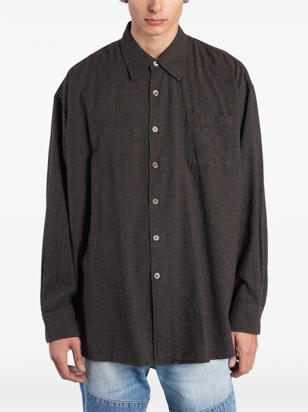 OUR LEGACY Borrowed shirt truffle check grid cloth - Braun
