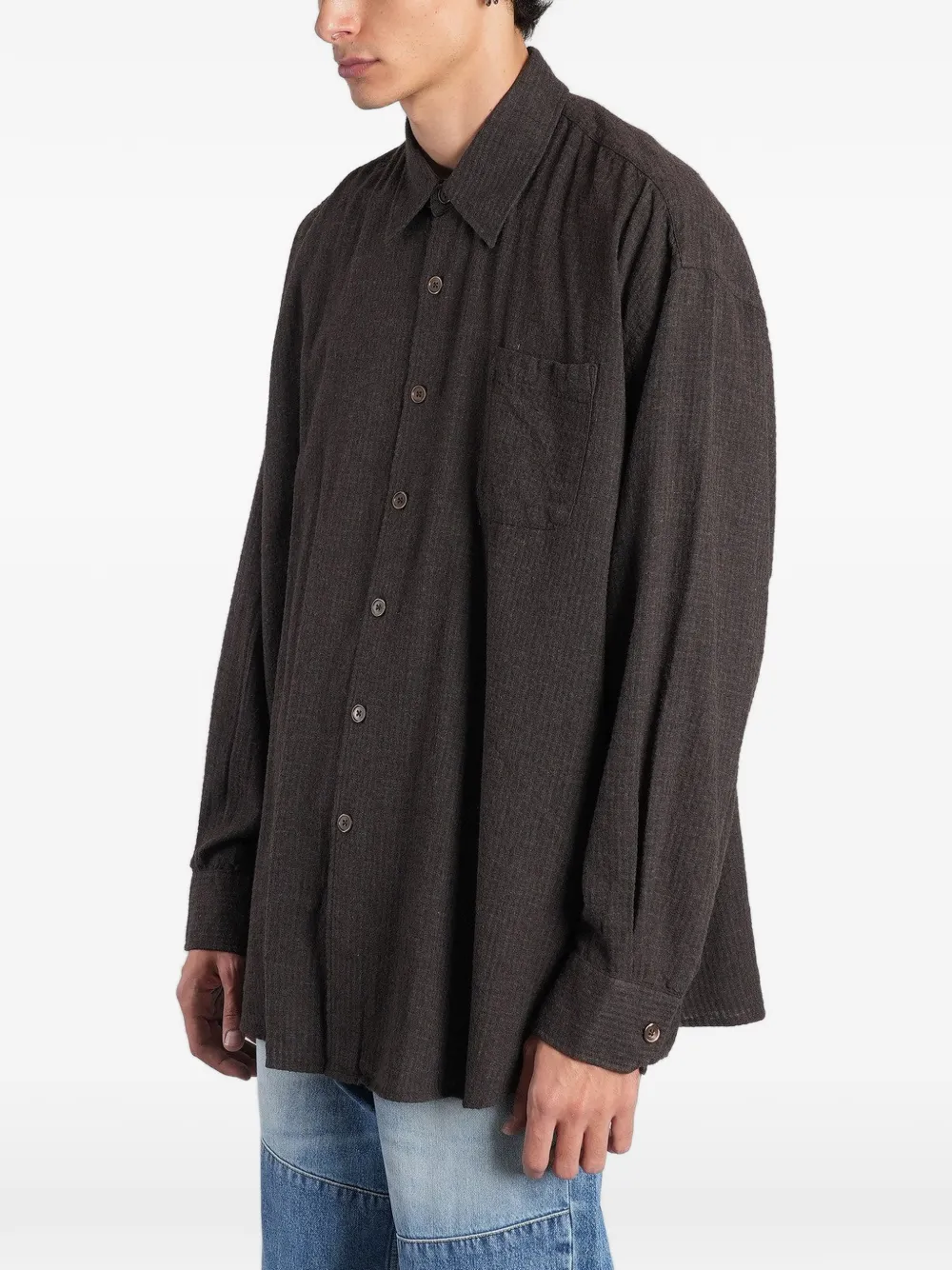 OUR LEGACY Borrowed shirt truffle check grid cloth Bruin