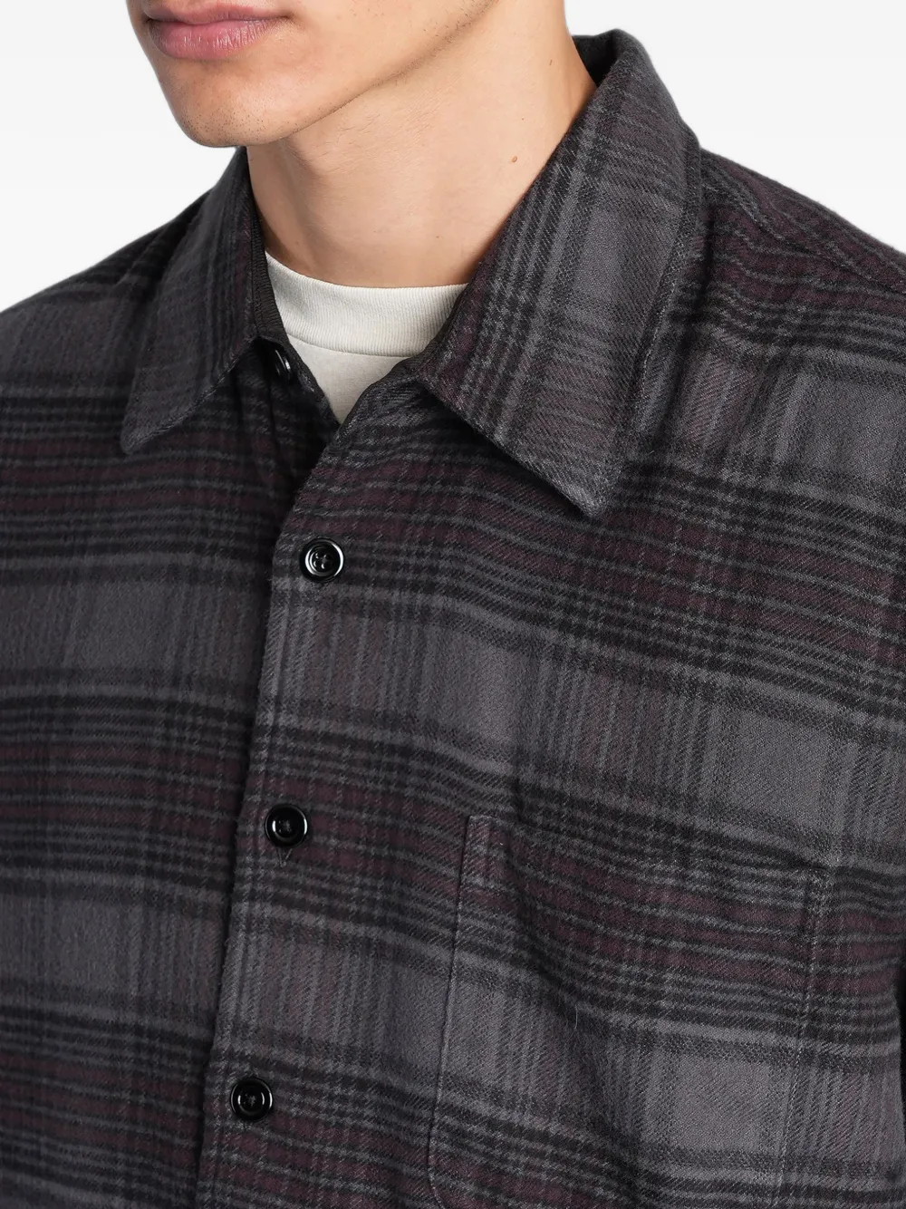 OUR LEGACY Above shirt faded nocturne check flannel Grijs