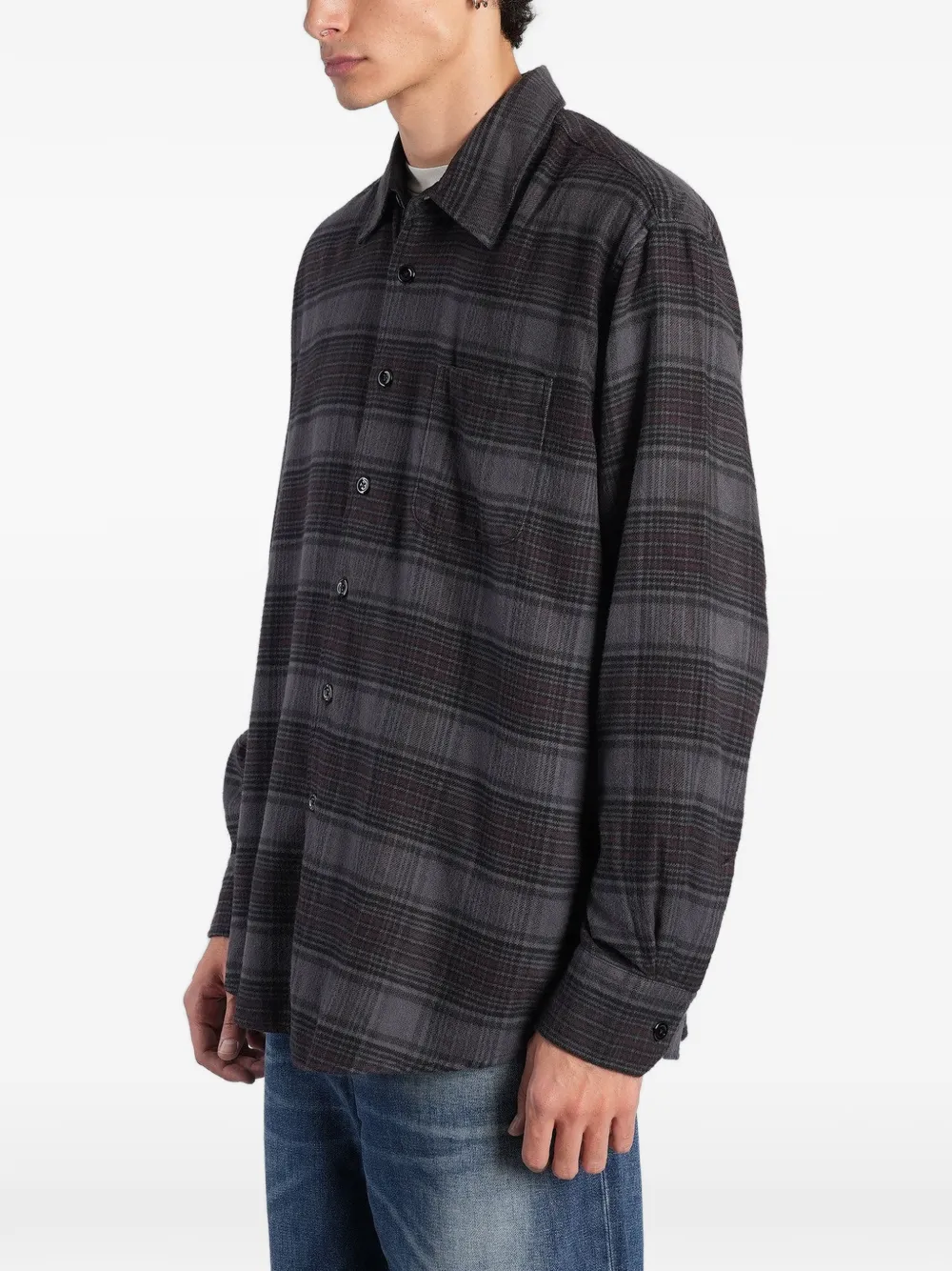 OUR LEGACY Above shirt faded nocturne check flannel Grijs