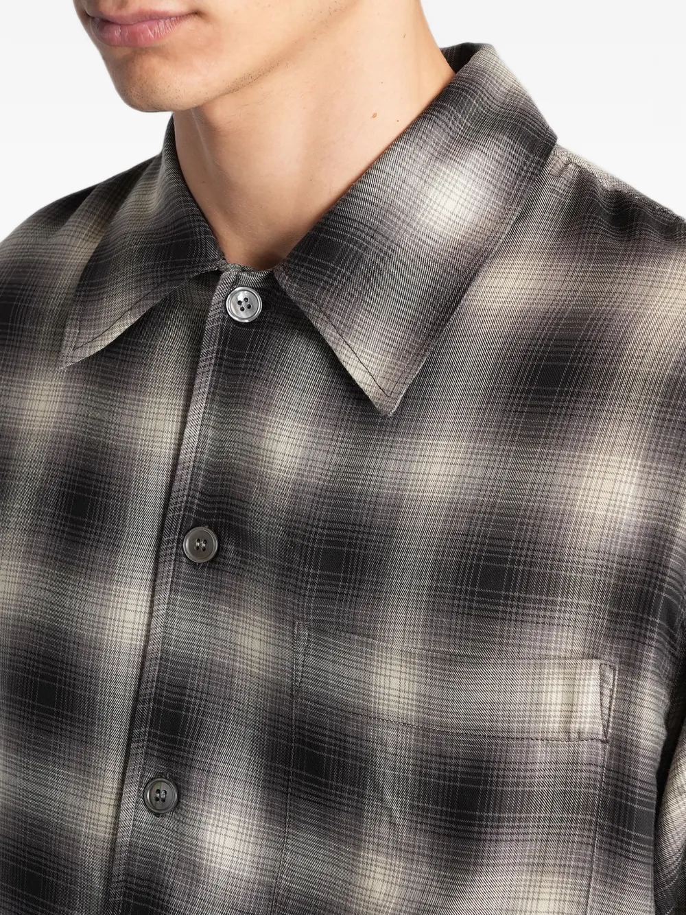 OUR LEGACY Every shirt taos check saloon tencel Zwart