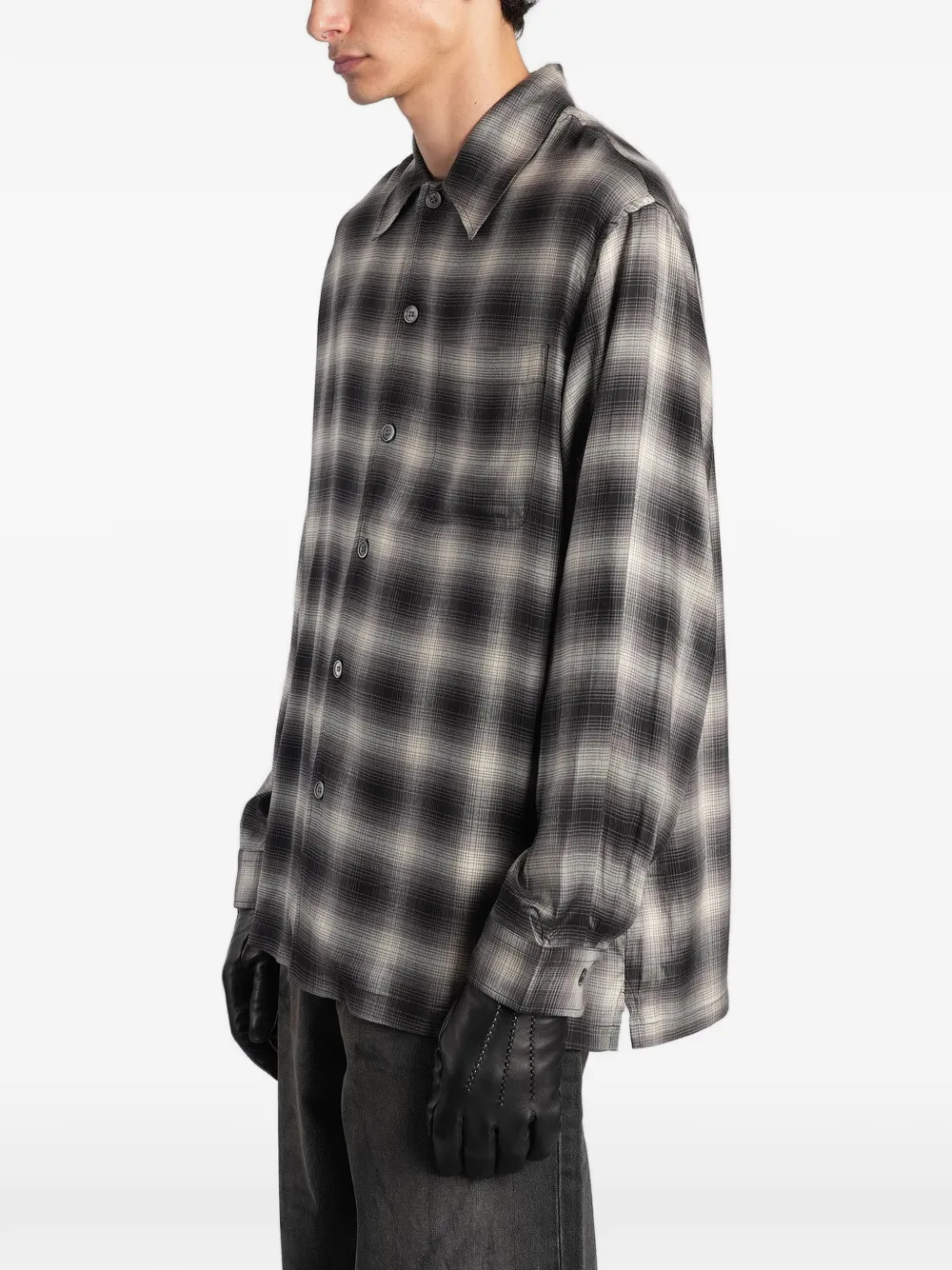 OUR LEGACY Every shirt taos check saloon tencel Zwart