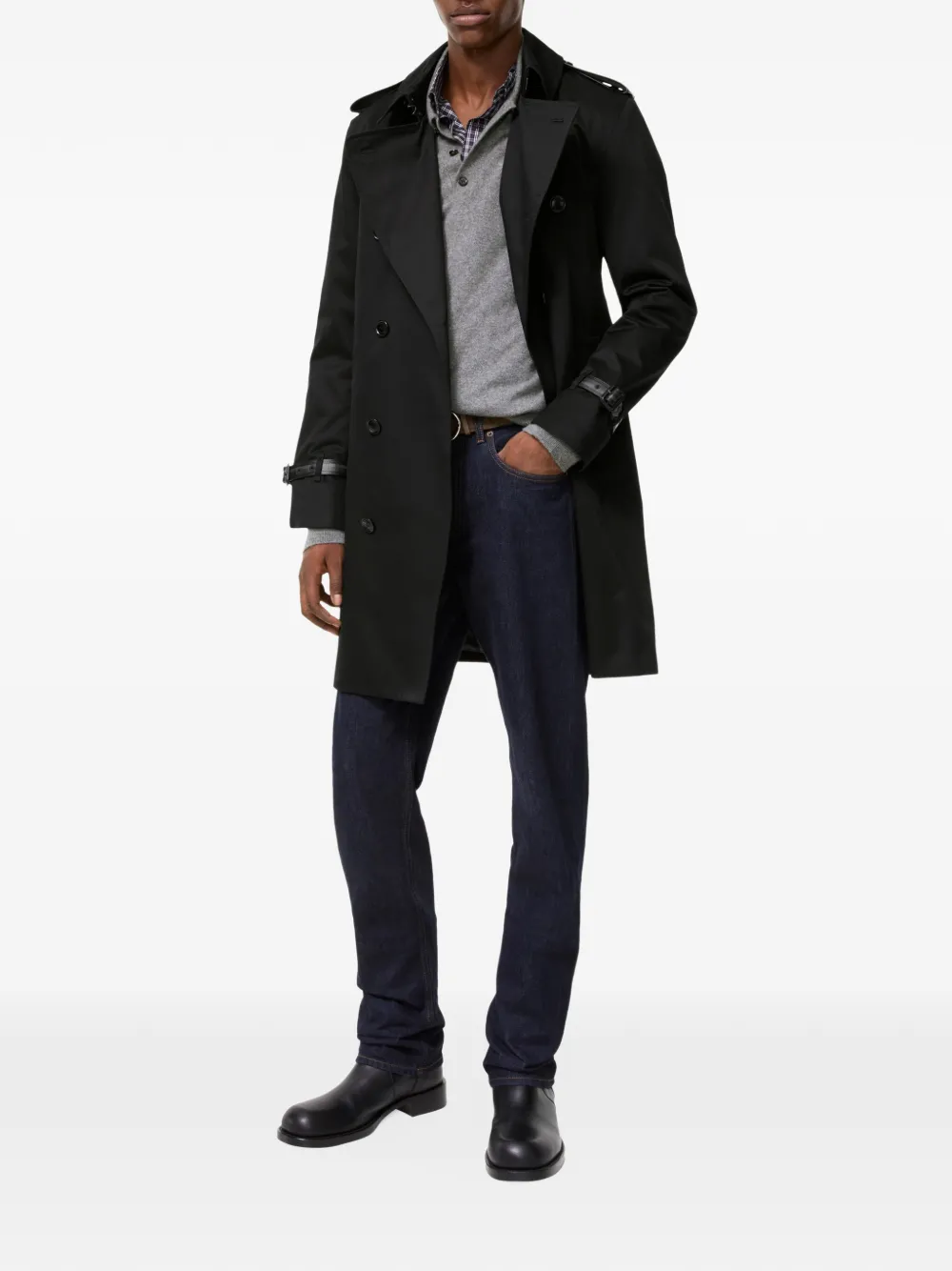 Burberry mid-length gabardine Kensington trench coat Zwart