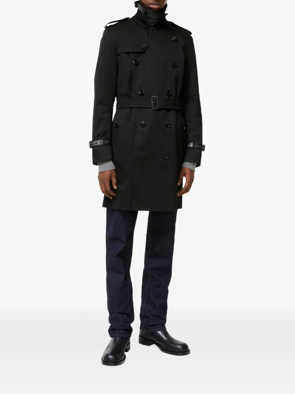 Burberry mid-length gabardine Kensington trench coat Zwart