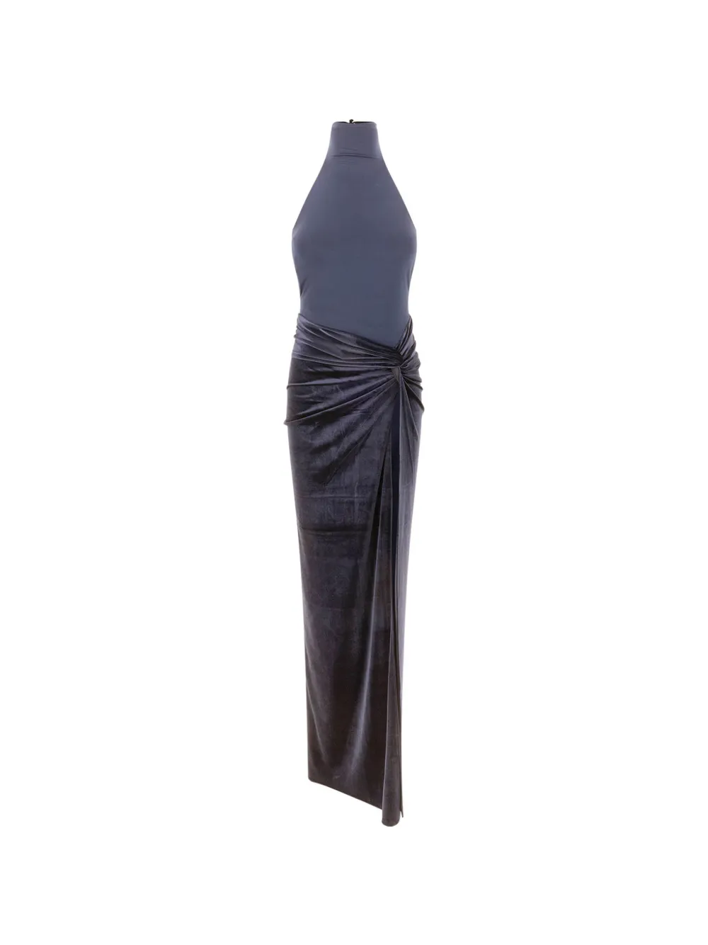 THE ANDAMANE Jessie velvet-effect maxi dress Blauw