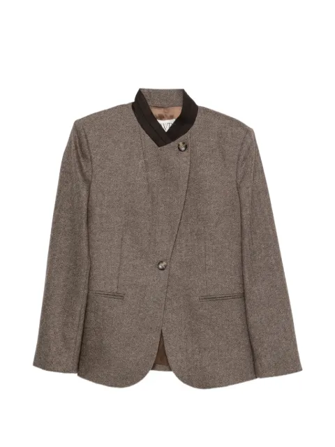 TWP herringbone-pattern asymmetric-fastening jacket