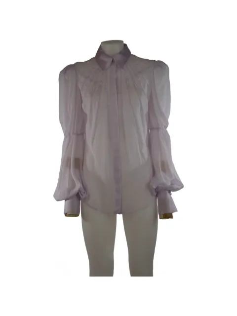 Genny pleated puff-sleeve blouse