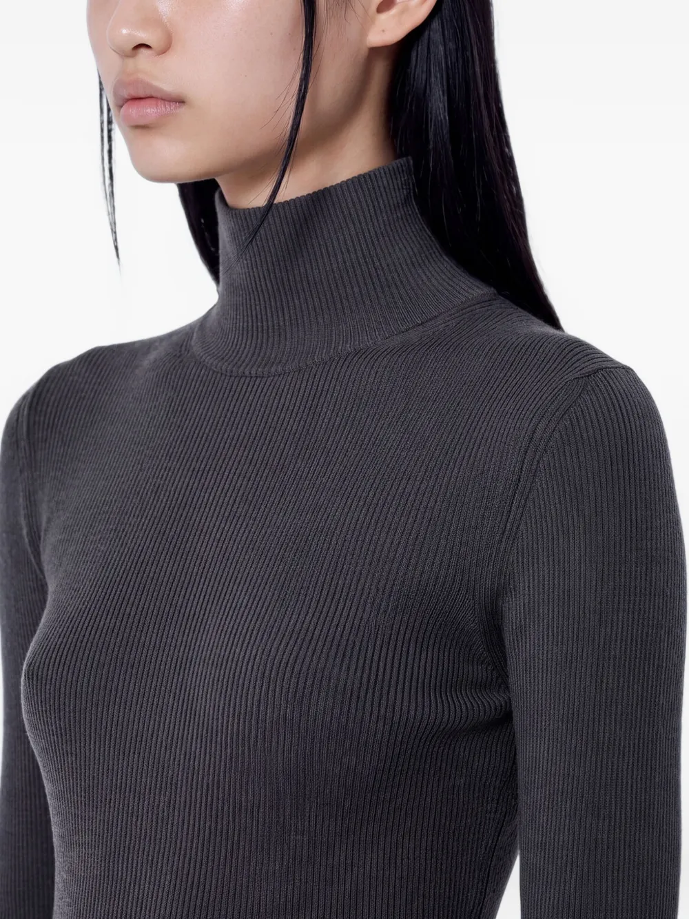 Max Mara ribbed-knit turtleneck sweater Grijs
