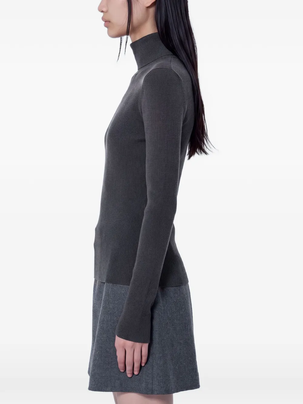 Max Mara ribbed-knit turtleneck sweater Grijs